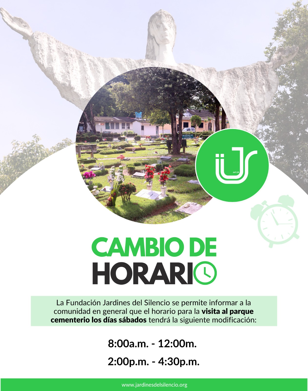 Cambio de horario visita al parque cementerio